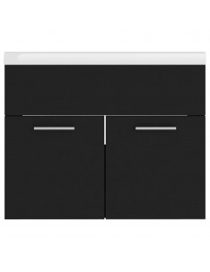 Mobile Bagno con Lavabo Integrato Nero in Truciolato 2