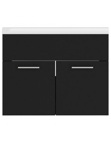 Mobile Bagno con Lavabo Integrato Nero in Truciolato