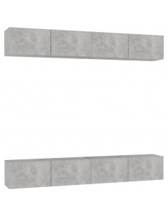 Mobili TV 4 pz Grigio Cemento 100x30x30 cm in Legno Multistrato 2