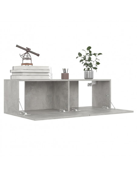 Mobili TV 4 pz Grigio Cemento 100x30x30 cm in Legno Multistrato