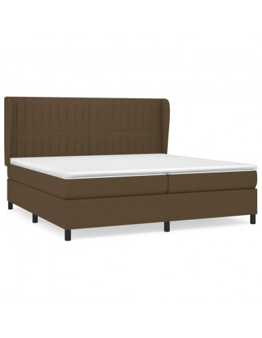 Giroletto a Molle con Materasso Marrone Scuro 200x200cm Tessuto