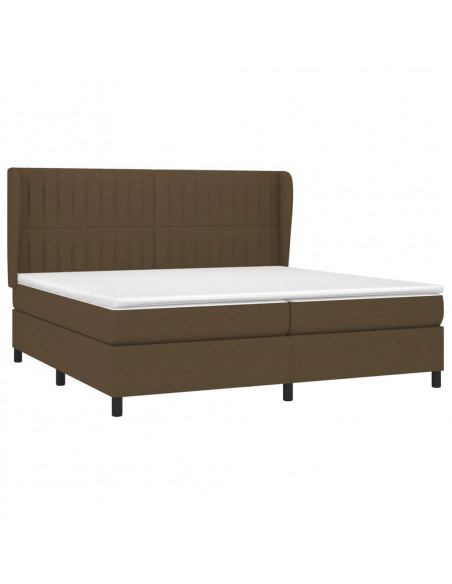 Giroletto a Molle con Materasso Marrone Scuro 200x200cm Tessuto
