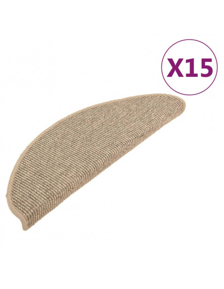 Tappetini Autoadesivi per Scale 15 pz Beige Scuro 65x21x4 cm