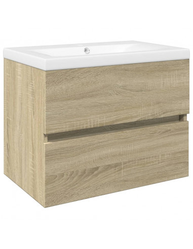 Set Mobili da Bagno 2 pz in Ceramica e Legno Multistrato