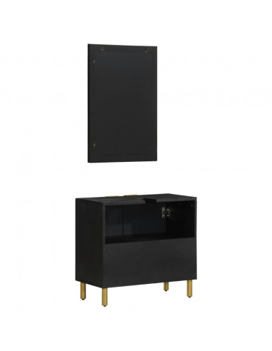 Set Mobili da Bagno 2 pz Nero in Legno Multistrato