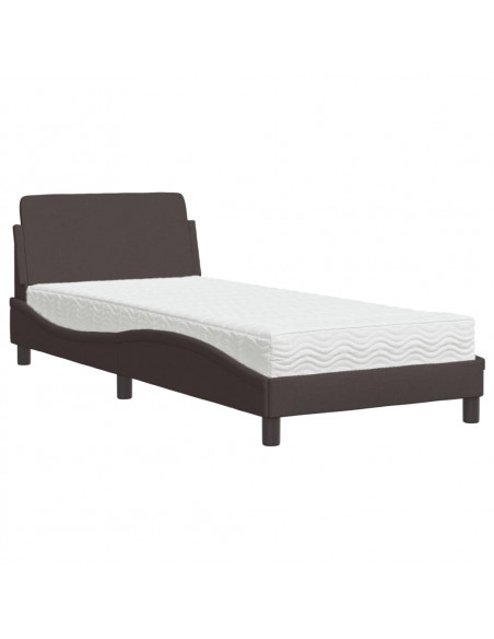 Letto con Materasso Marrone Scuro 90x200 cm in Tessuto