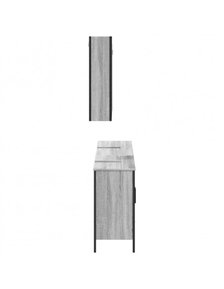 Set Mobili da Bagno 3 pz Grigio Sonoma in Legno Multistrato
