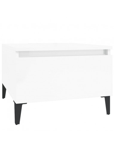 Tavolino Bianco Lucido 50x46x35 cm in Legno Multistrato