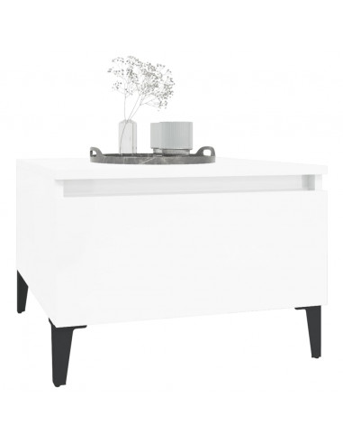 Tavolino Bianco Lucido 50x46x35 cm in Legno Multistrato