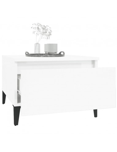 Tavolino Bianco Lucido 50x46x35 cm in Legno Multistrato