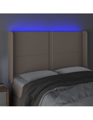 Testiera a LED Cappuccino 147x16x118/128 cm in Similpelle