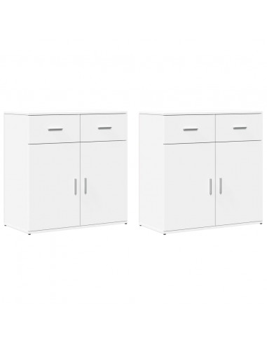 Credenze 2 pz Bianche 79x38x80 cm in Legno Multistrato