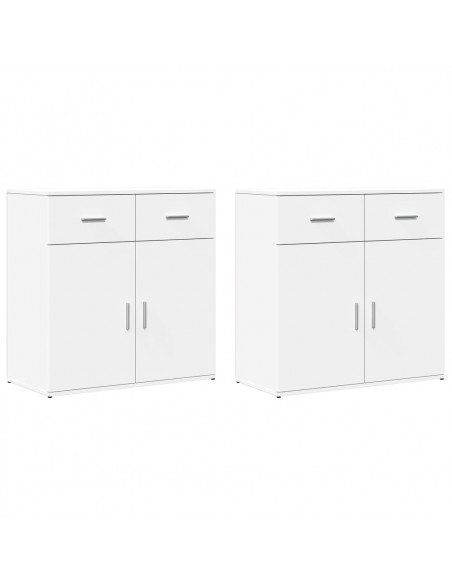 Credenze 2 pz Bianche 79x38x80 cm in Legno Multistrato