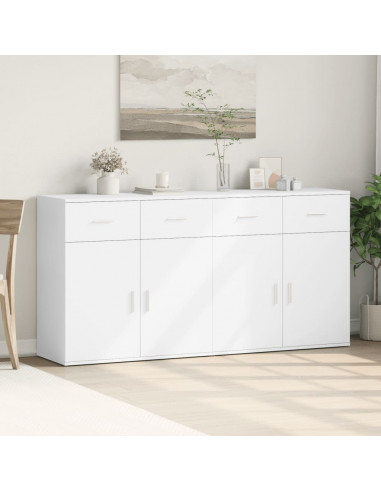 Credenze 2 pz Bianche 79x38x80 cm in Legno Multistrato