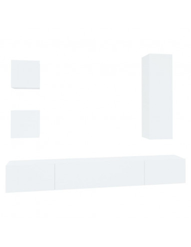 Set di Mobili Porta TV 5 pz Bianco in Legno Multistrato