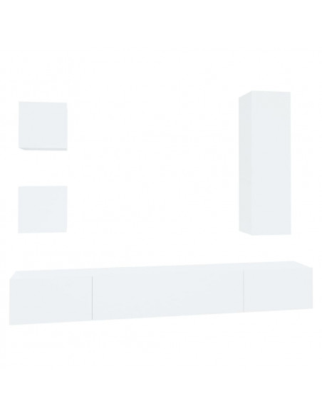 Set di Mobili Porta TV 5 pz Bianco in Legno Multistrato