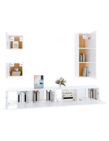 Set di Mobili Porta TV 5 pz Bianco in Legno Multistrato