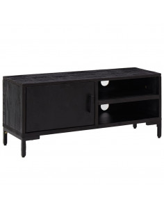 Mobile TV Nero 90x30x40 cm in Legno Massello di Pino 2