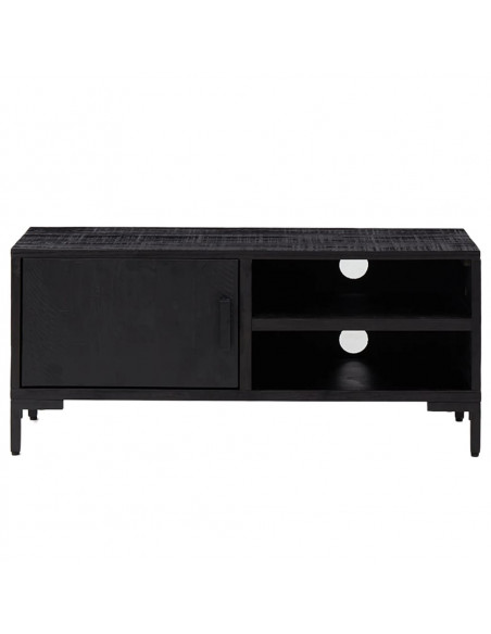 Mobile TV Nero 90x30x40 cm in Legno Massello di Pino