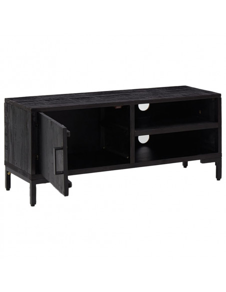 Mobile TV Nero 90x30x40 cm in Legno Massello di Pino
