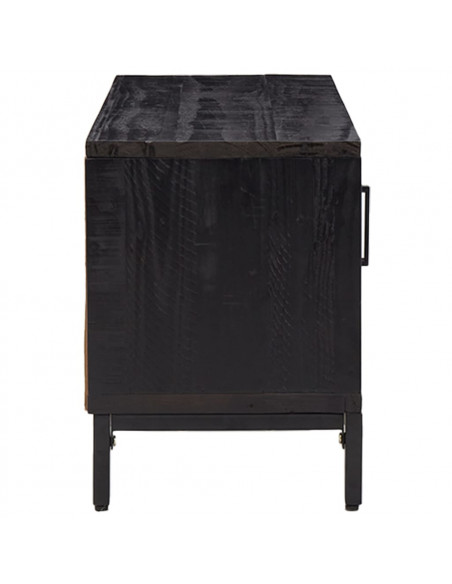 Mobile TV Nero 90x30x40 cm in Legno Massello di Pino