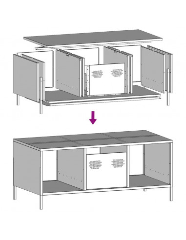 Tavolino Antracite 101,5x50x43,5cm in Acciaio Laminato a Freddo