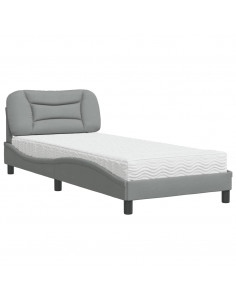 Letto con Materasso Grigio Chiaro 90x190 cm in Tessuto 2