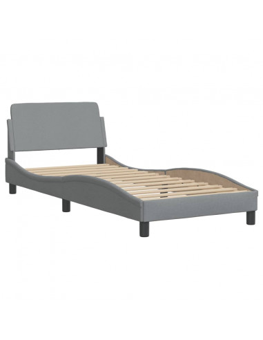 Letto con Materasso Grigio Chiaro 90x190 cm in Tessuto