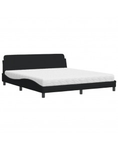 Letto con Materasso Nero 180x200 cm in Tessuto 2