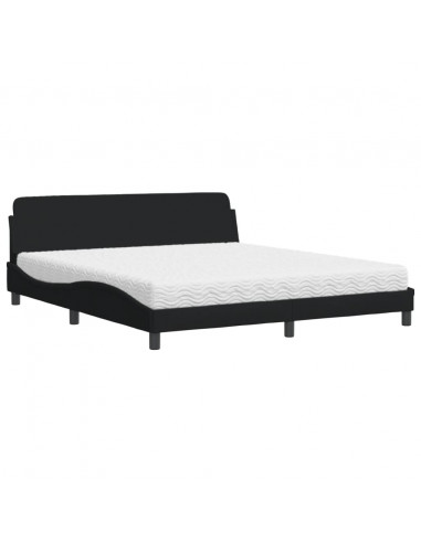 Letto con Materasso Nero 180x200 cm in Tessuto