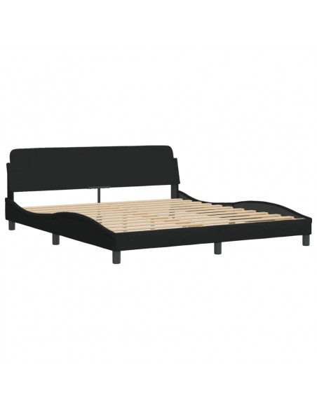 Letto con Materasso Nero 180x200 cm in Tessuto