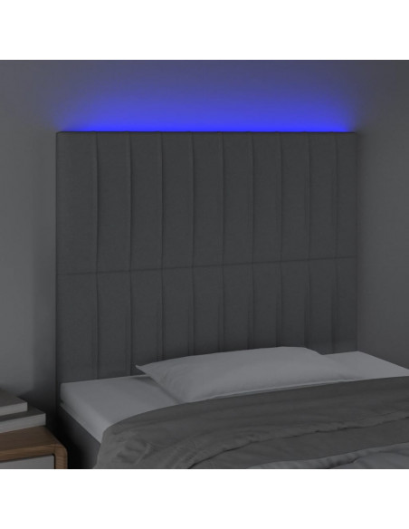 Testiera a LED Grigio Chiaro 90x5x118/128 cm in Tessuto