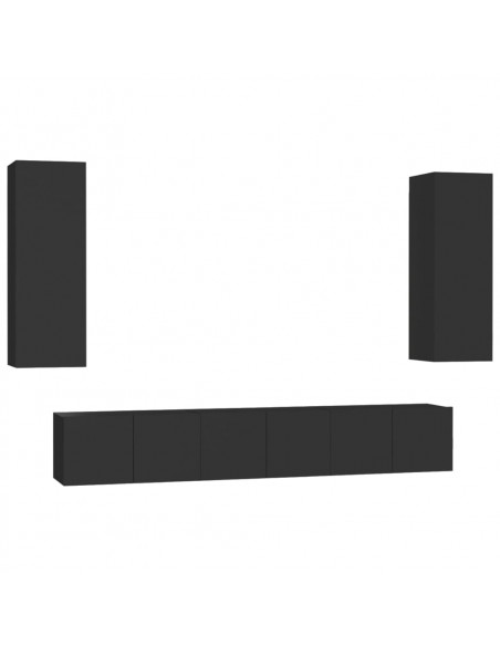 Set di Mobili Porta TV 5 pz Nero in Legno Multistrato