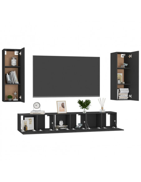 Set di Mobili Porta TV 5 pz Nero in Legno Multistrato