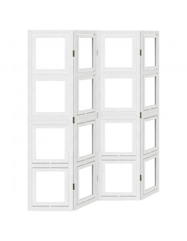 Divisorio Ambienti 4Pannelli Bianco Legno Massello di Paulownia