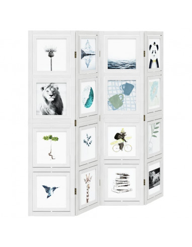 Divisorio Ambienti 4Pannelli Bianco Legno Massello di Paulownia