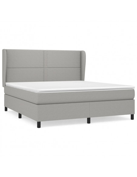 Giroletto a Molle con Materasso Grigio Chiaro180x200 cm Tessuto