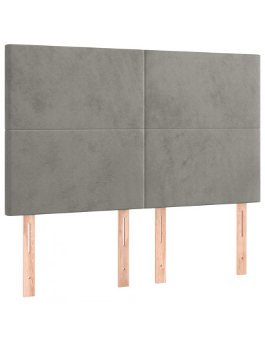 Giroletto a Molle con Materasso Grigio Chiaro 140x200cm Velluto