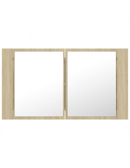 Armadietto a Specchio con Luci LED Rovere Sonoma in Acrilico