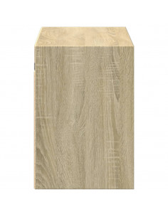 Mobile TV a Parete con Luci LED Rovere Sonoma 100x31x45 cm 2