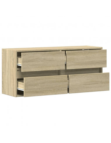 Mobile TV a Parete con Luci LED Rovere Sonoma 100x31x45 cm