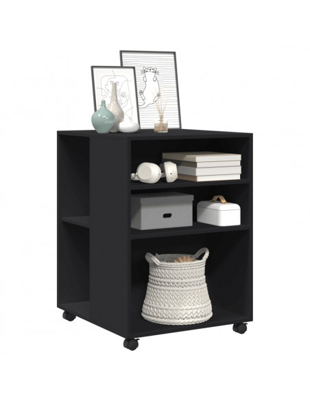 Tavolino con Ruote Nero 55x60x78 cm in Truciolato