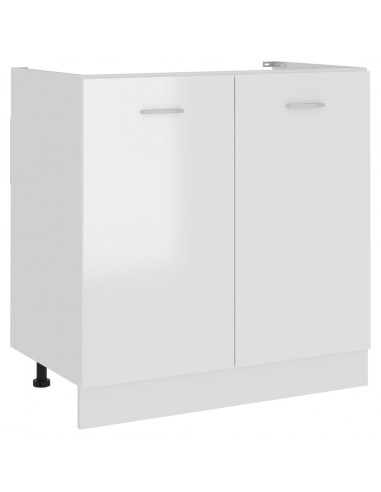 Mobile Sottolavello Bianco Lucido 80x46x81,5 Legno Multistrato