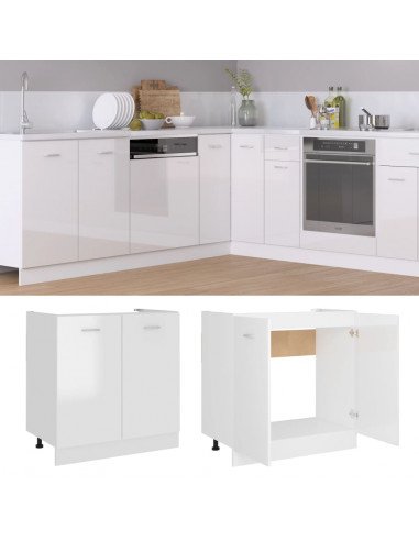 Mobile Sottolavello Bianco Lucido 80x46x81,5 Legno Multistrato