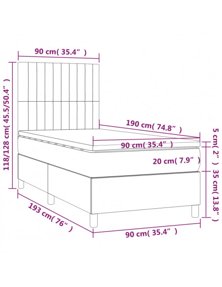 Giroletto a Molle con Materasso Tortora 90x190 cm in Tessuto
