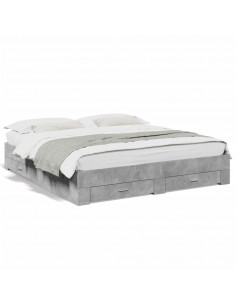 Giroletto Cassetti Grigio Cemento 180x200 cm Legno Multistrato 2