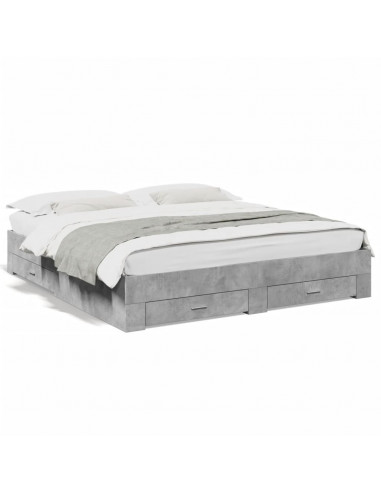 Giroletto Cassetti Grigio Cemento 180x200 cm Legno Multistrato