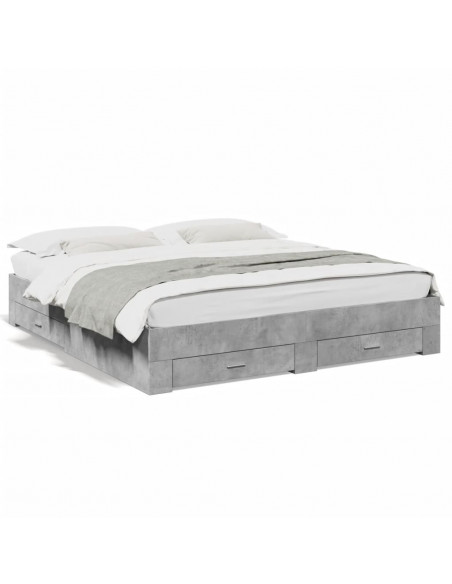 Giroletto Cassetti Grigio Cemento 180x200 cm Legno Multistrato