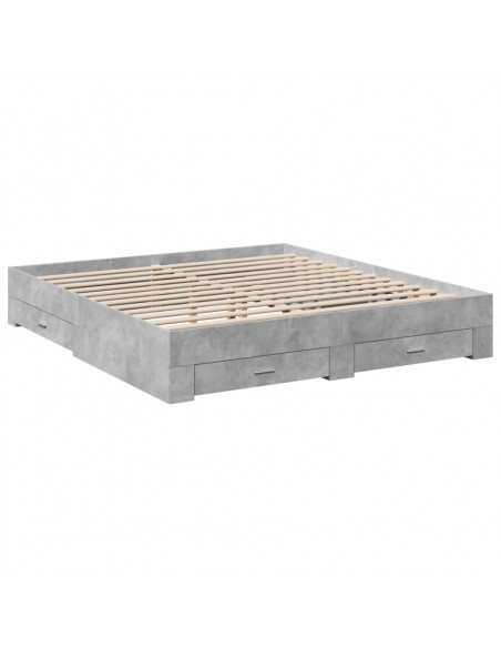 Giroletto Cassetti Grigio Cemento 180x200 cm Legno Multistrato