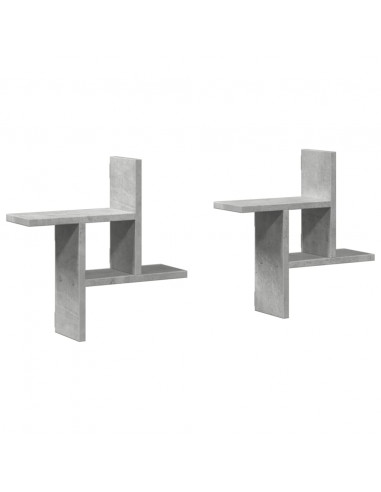 Mensole a Muro 2pz Grigio Cemento 38x12x38 cm in Truciolato